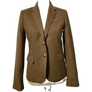 J.Crew Women's Schoolboy Blazer Jacket Size 4 Wool Blend Camel